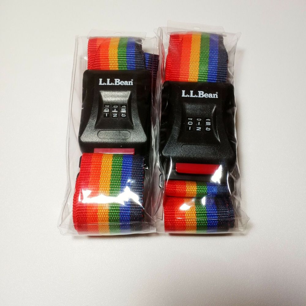 2 Adjustable Combination Lock Suitcase Luggage Strap  L.L. Bean Rainbow Colors
